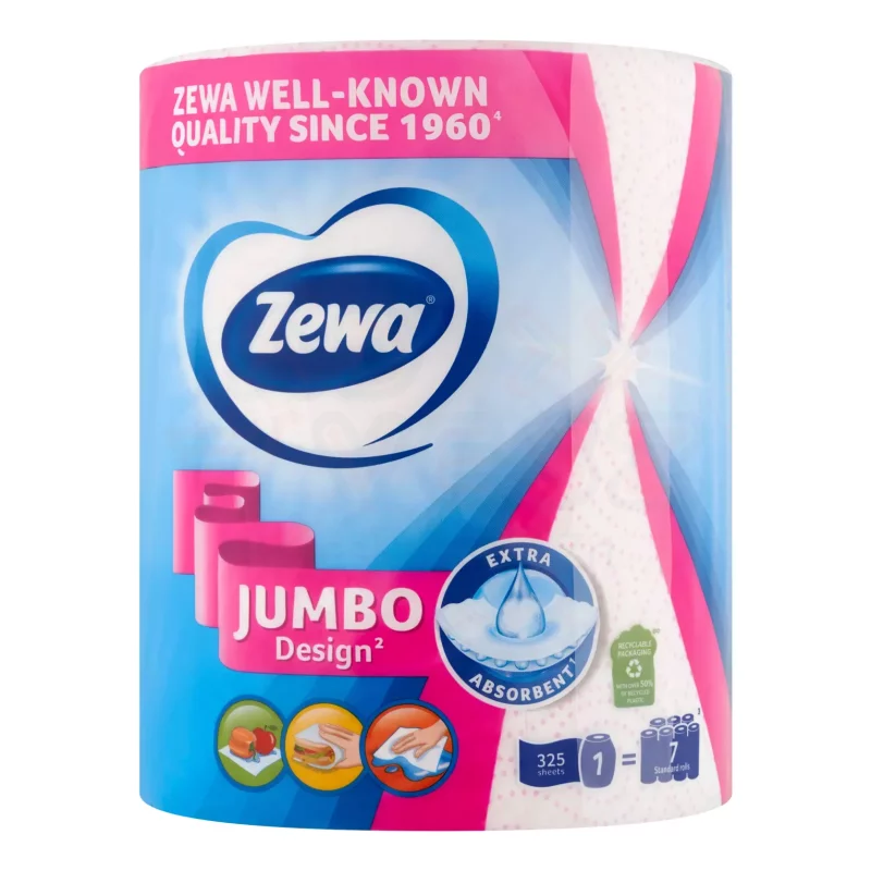 Zewa háztartási papírtörlő 2 rétegű 1 tekercses 325 lap Decor Jumbo Kép