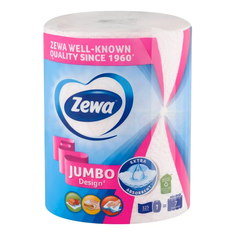 Zewa háztartási papírtörlő 2 rétegű 1 tekercses 325 lap Decor Jumbo Kép