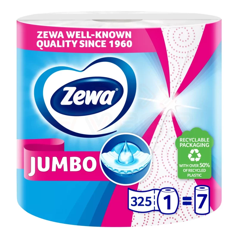 Zewa háztartási papírtörlő 2 rétegű 1 tekercses 325 lap Decor Jumbo Kép