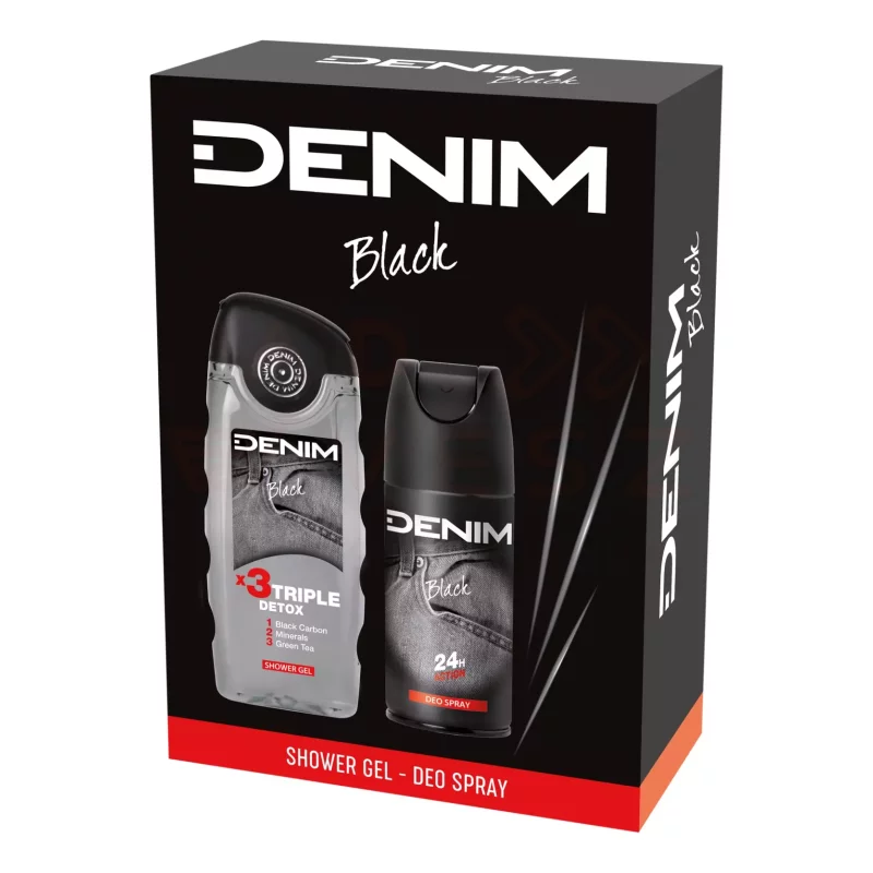 DENIM BLACK ajándékcsomag (deo+tusfürdő) 2025 Kép