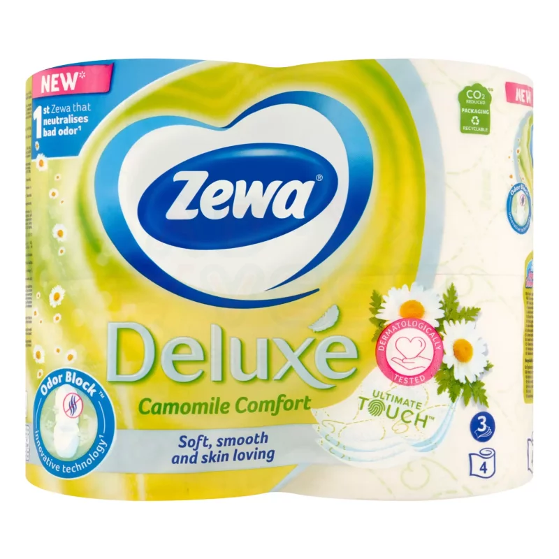 Zewa Deluxe toalettpapír 3 rétegű 4 tekercs Camomile Comfort Kép