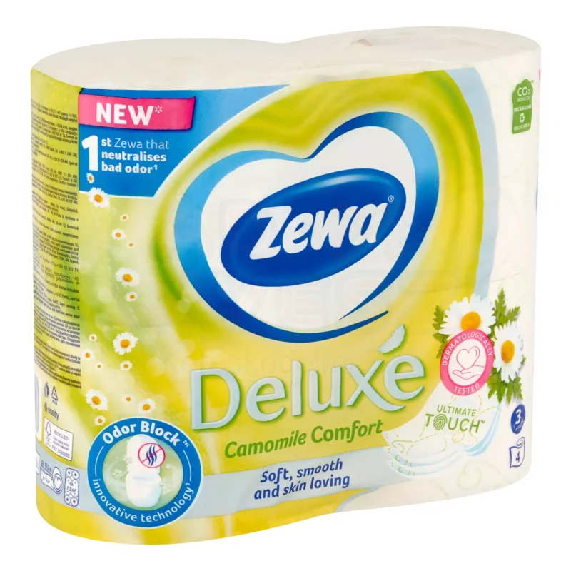 Zewa Deluxe toalettpapír 3 rétegű 4 tekercs Camomile Comfort Kép
