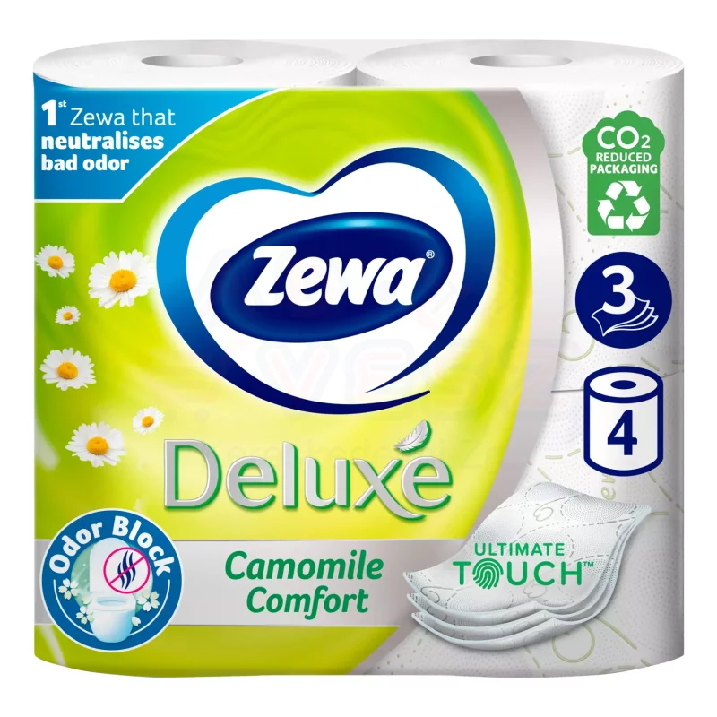 Zewa Deluxe toalettpapír 3 rétegű 4 tekercs Camomile Comfort Kép