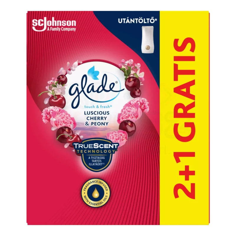 Glade® Touch&Fresh utántöltő 10 ml 2+1 Zamatos cseresznye és bazsarózsa Kép