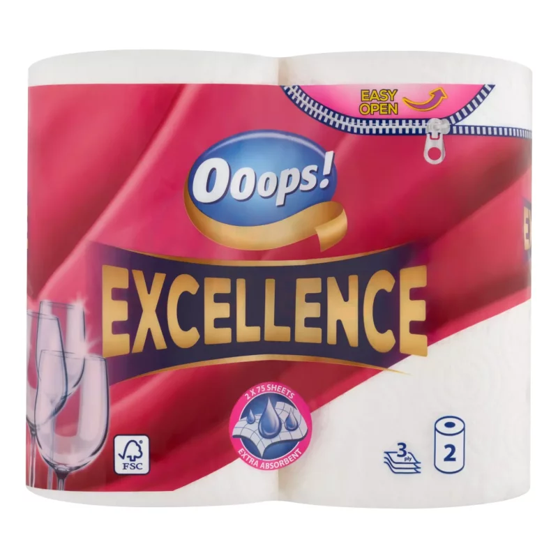 Ooops! Excellence konyhai papírtörlő 2 tekercs  3 rétegű Kép