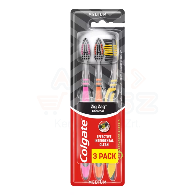 COLGATE fogkefe ZigZag Charcoal TRIO (3 db) Kép