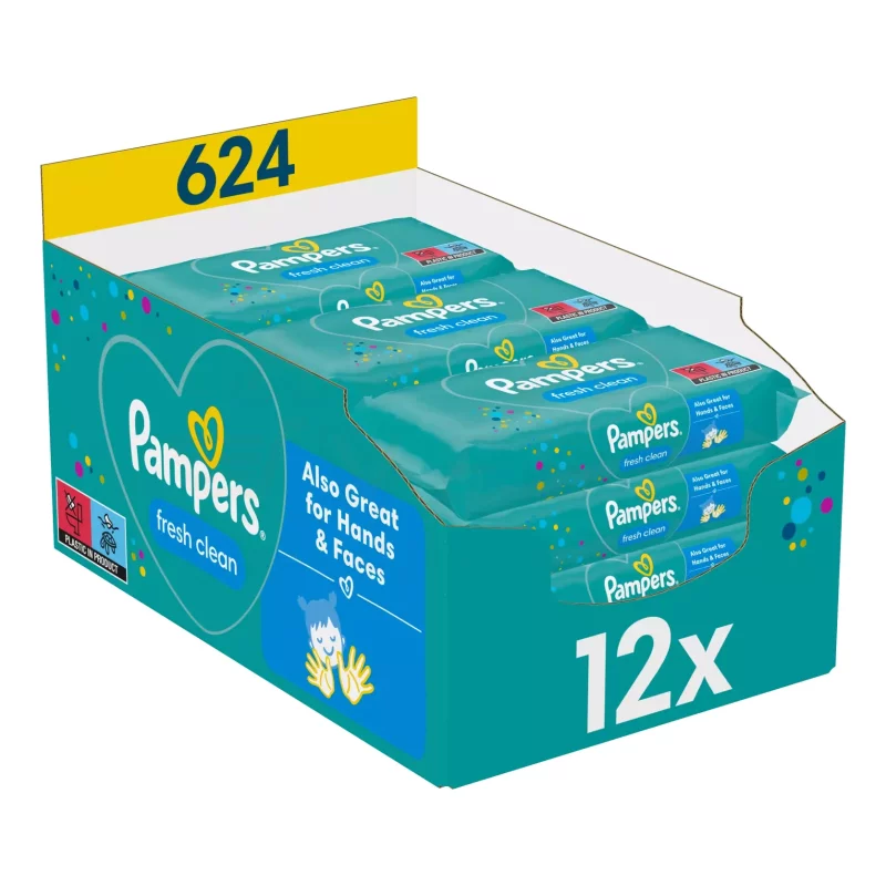 Pampers törlőkendő Fresh Clean 12x52 db (nem bontható) Kép