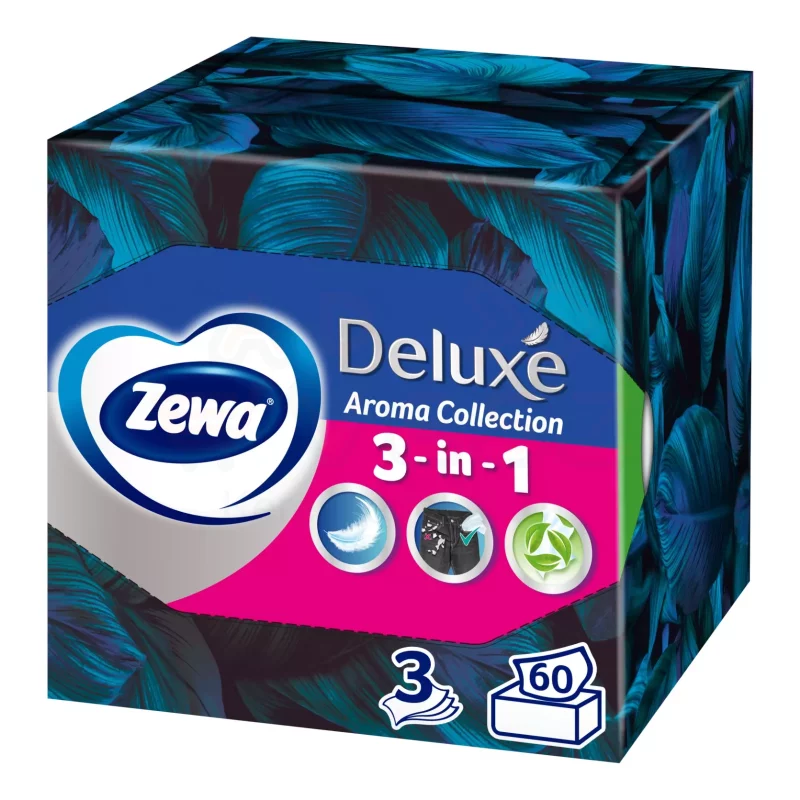 Zewa Deluxe papírzsebkendő 3 rétegű 60 db Aroma Collection - dobozos Kép