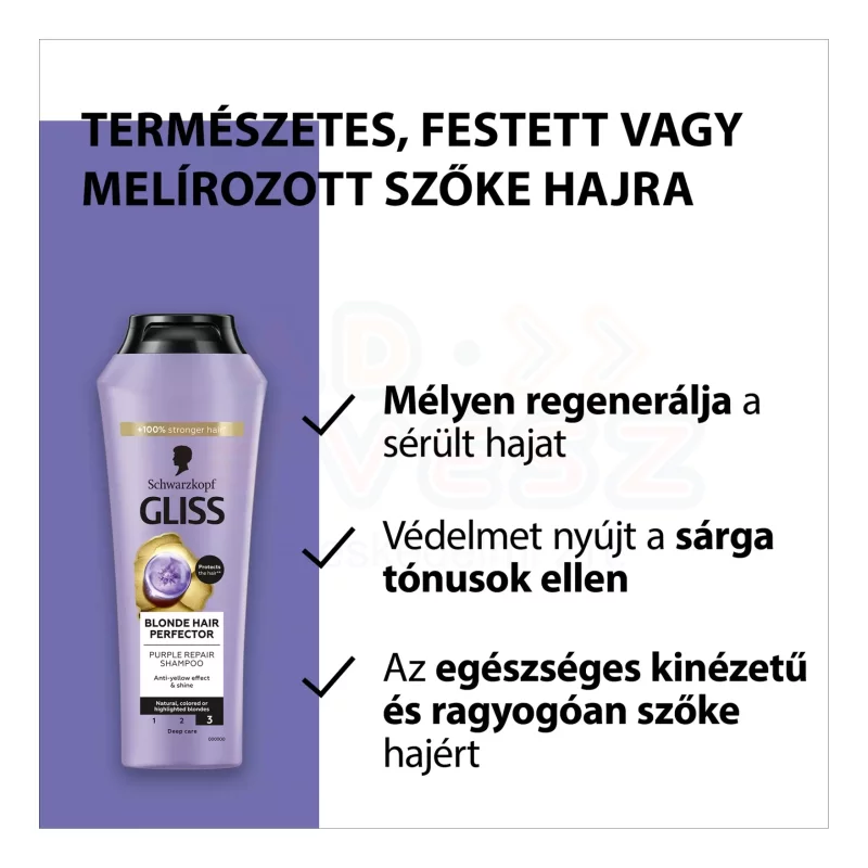 Gliss hamvasító sampon 250 ml Blonde Perfector Kép