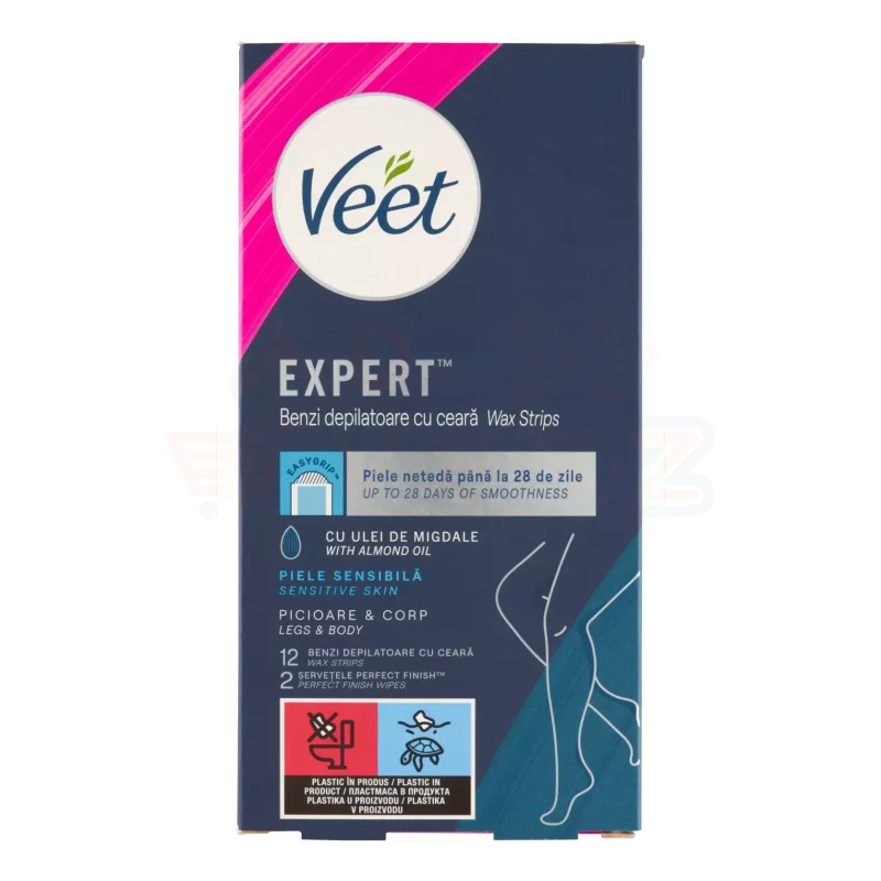 VEET Easy Strip használatra kész hideggyanta szalagok érzékeny bőrre 12 db Kép