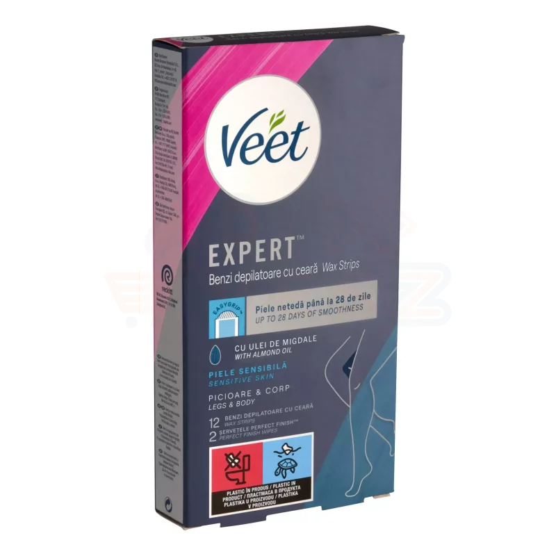 VEET Easy Strip használatra kész hideggyanta szalagok érzékeny bőrre 12 db Kép
