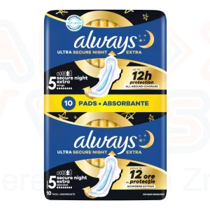 Always egészségügyi betét Duo Ultra Secure Extra Night 10 db