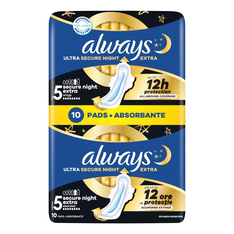 Always egészségügyi betét Duo Ultra Secure Extra Night 10 db Kép