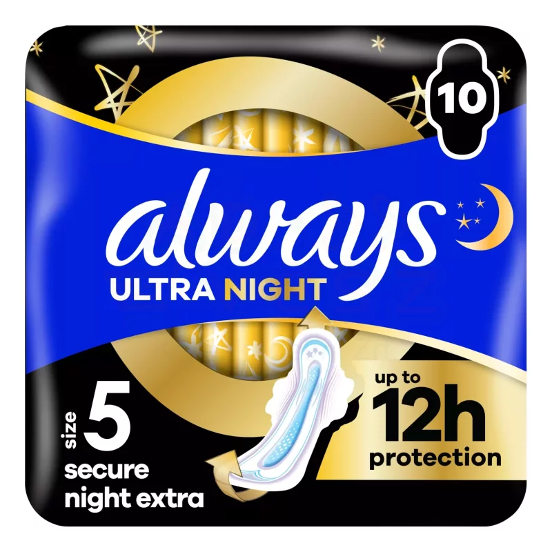 Always egészségügyi betét Duo Ultra Secure Extra Night 10 db Kép