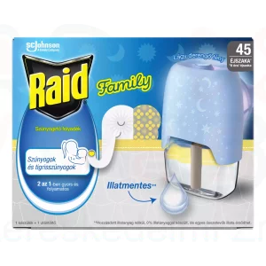 Raid® Family Elektromos szúnyogirtó készülék 45 éjszakás, illatmentes 1 db +27 ml