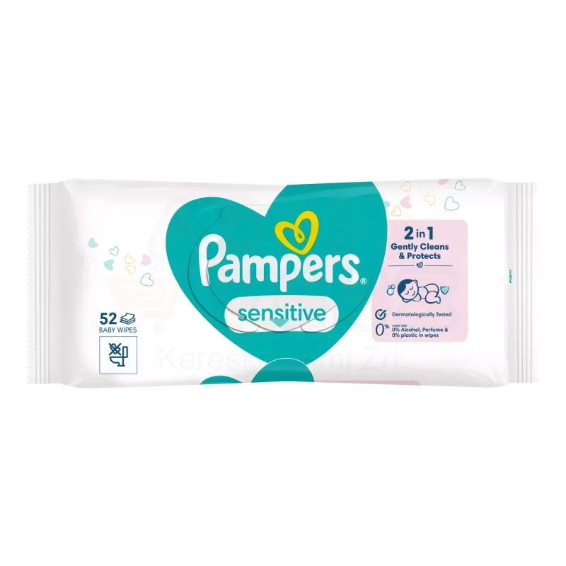 Pampers törlőkendő 52 db Sensitive 0%plastic Kép