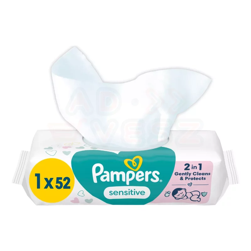 Pampers törlőkendő 52 db Sensitive 0%plastic Kép