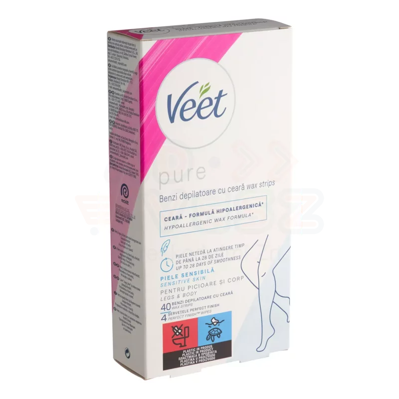 VEET Pure gyanta szalagok lábra és testre 40 db érzékeny bőrre Kép