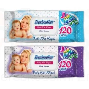 Freshmaker Jumbo Baby nedves törlőkendő 120 lapos kupakos