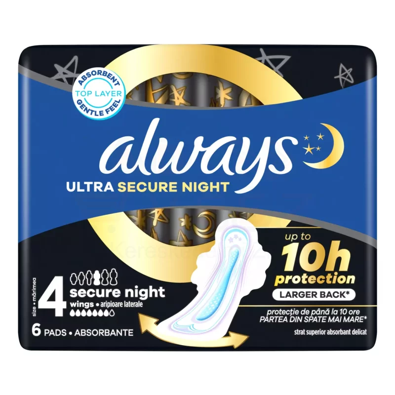 Always egészségügyi betét Ultra Secure Night 6 db Kép