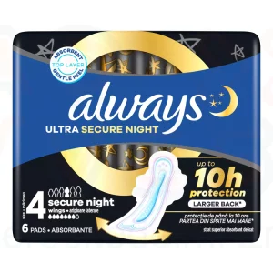 Always egészségügyi betét Ultra Secure Night 6 db