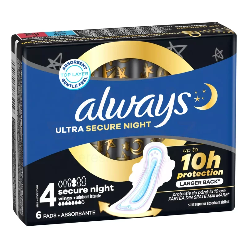 Always egészségügyi betét Ultra Secure Night 6 db Kép