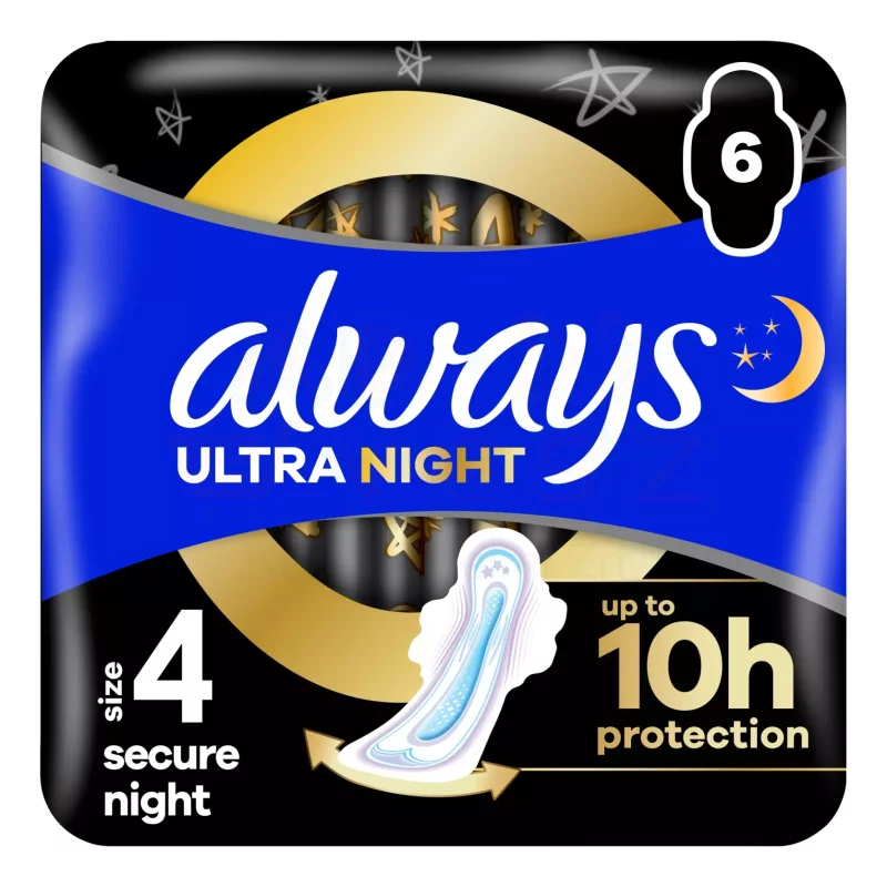 Always egészségügyi betét Ultra Secure Night 6 db Kép