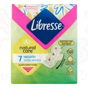 Libresse egészségügyi betét 7 db Maxi Night Wings Natural Care szárnyas