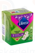 Libresse egészségügyi betét 7 db Maxi Night Wings Natural Care szárnyas Kép