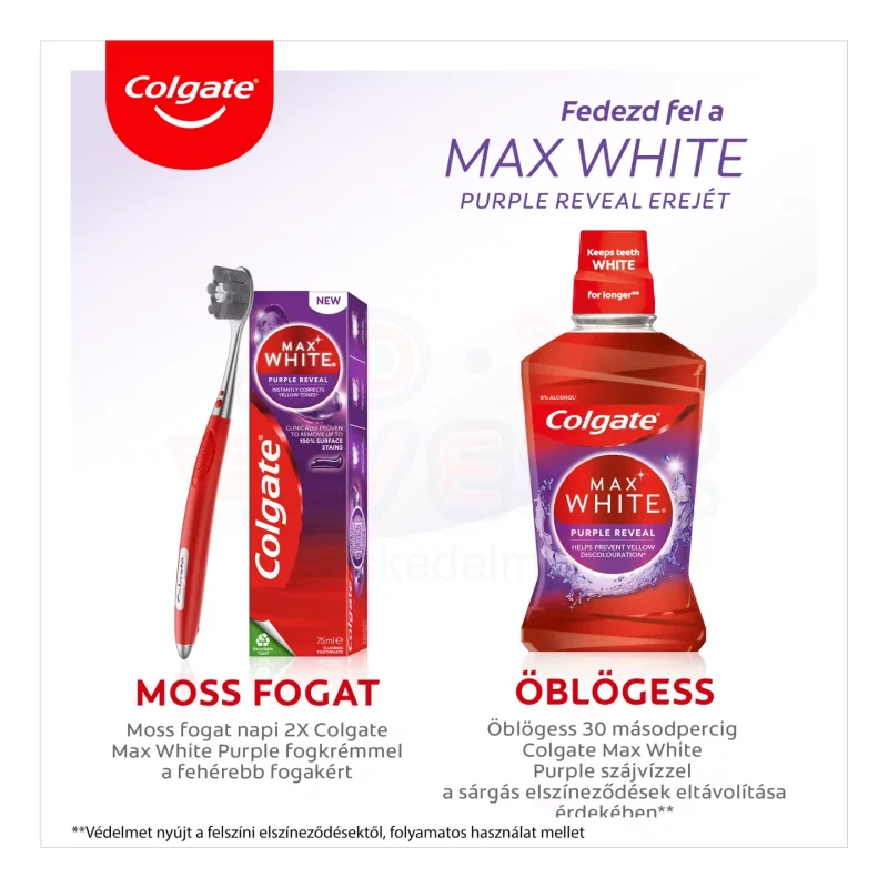 COLGATE szájvíz Max white Purple Whitening 500 ml Kép