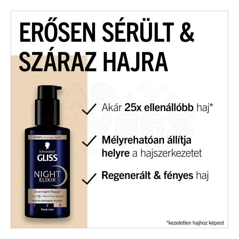 Gliss éjszakai hajpakolás 100 ml Sérült és száraz hajra 3 Kép