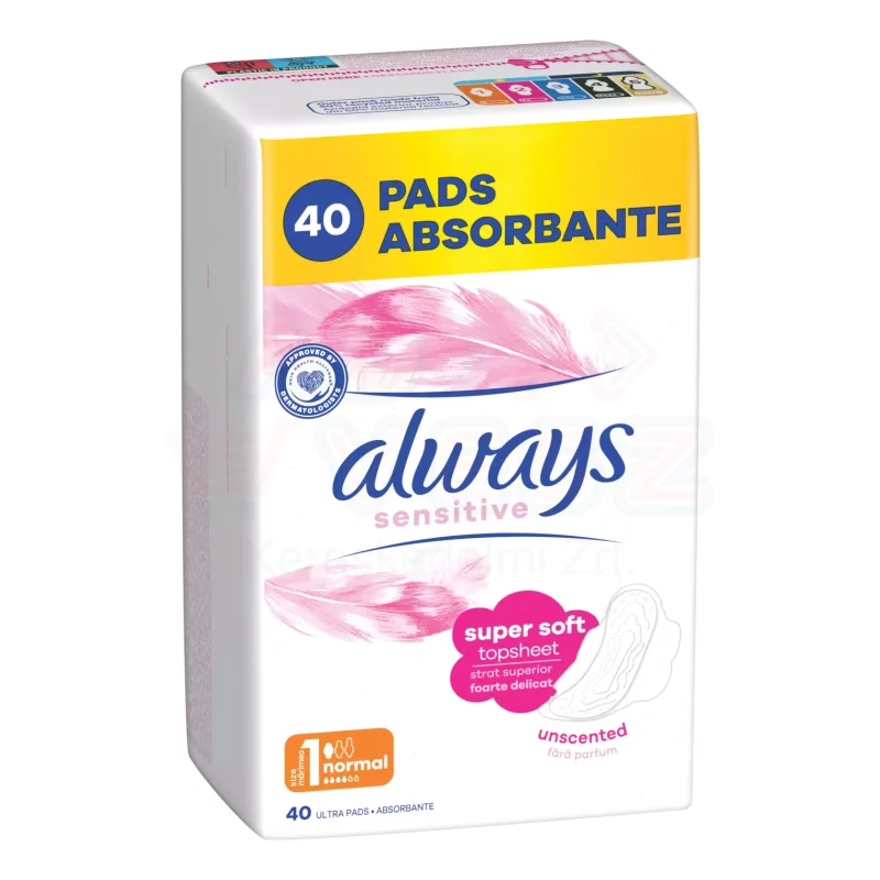 Always egészségügyi betét Ultra Sens Normal+ 40 db Kép