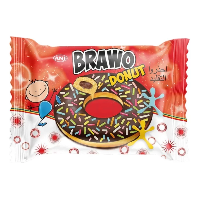 ANI Brawo DONUT Fánk kakaó krémmel töltött színes cukor szórással 40 g	 Kép