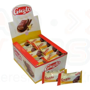 GUSTO töltött mártott kakaós piskóta szelet 32 g Vaníliás krémmel