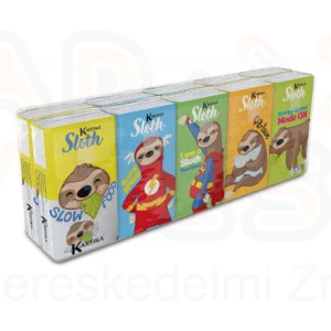 Kartika Papírzsebkendő 3 rétegű 10x9 db SLOTH