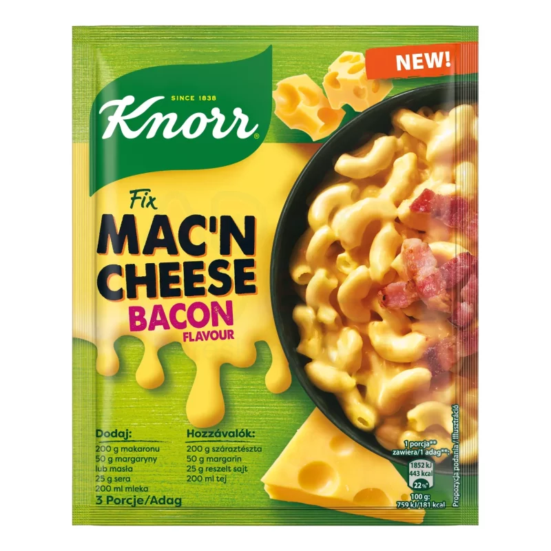 KNORR Alap Mac'n Cheese 33 g Bacon Kép