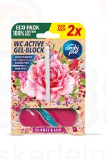 AmbiPur aktív wc gél block 2x45 g rose & lily Kép