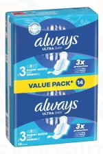 Always egészségügyi betét Duo Ultra Day Super Extra S3 14 db Kép