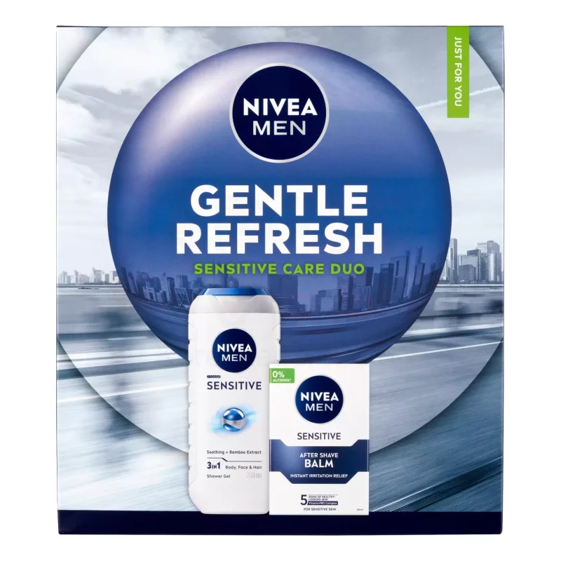 NIVEA MEN Gentle Refresh ajándékcsomag (tusfürdől&after shave balzsam) 2025 Kép