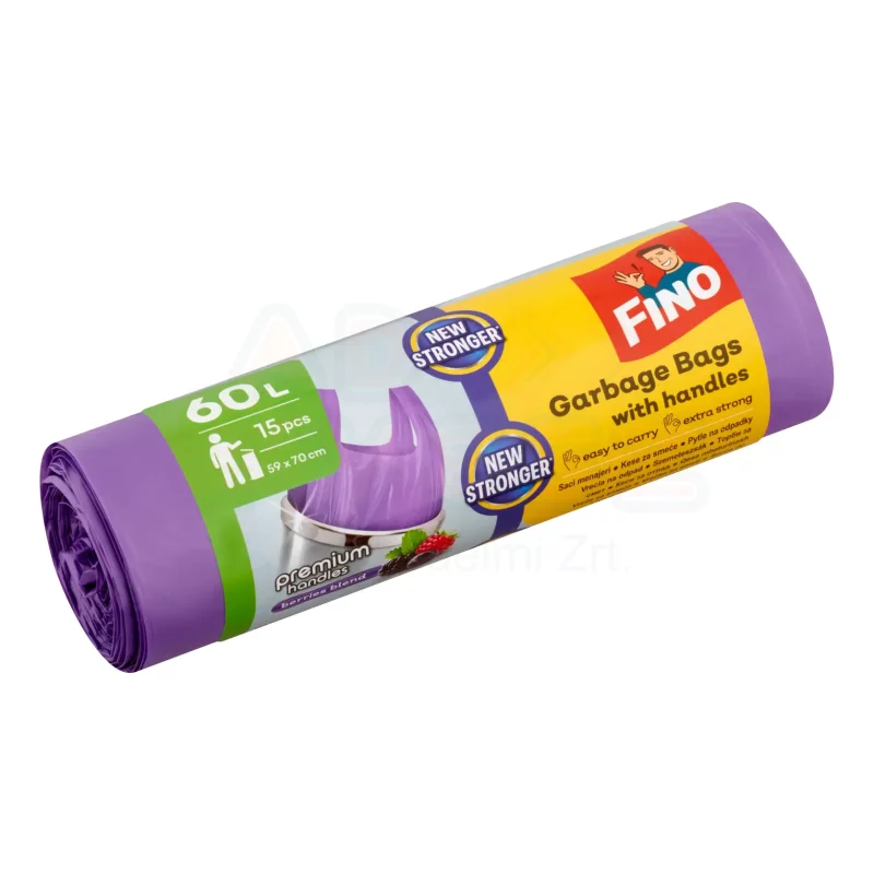 FINO Premium Köthető füles szemeteszsák 60 L/ 15 db Erdei gyümölcs Kép
