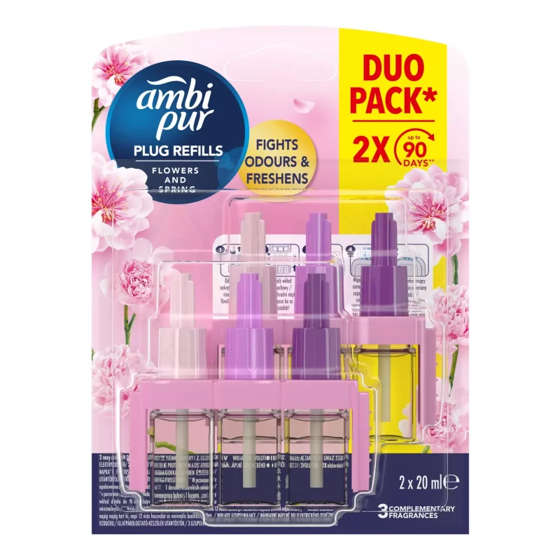 AmbiPur 3Volution elektromos légfrissítő utántöltő DUO Flowers&Spring 2x20 ml Kép