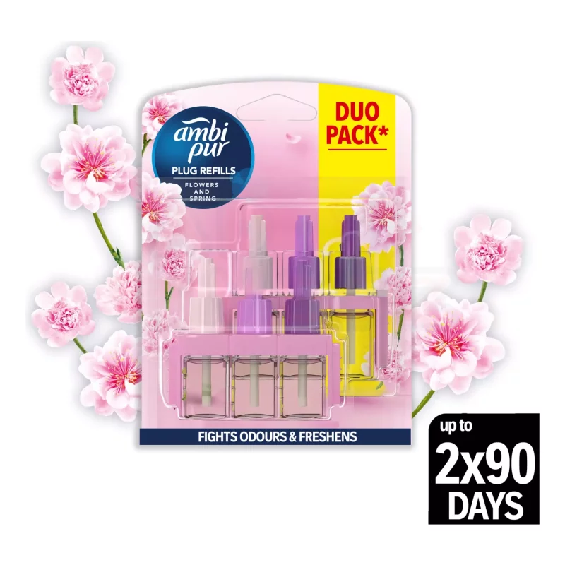 AmbiPur 3Volution elektromos légfrissítő utántöltő DUO Flowers&Spring 2x20 ml Kép