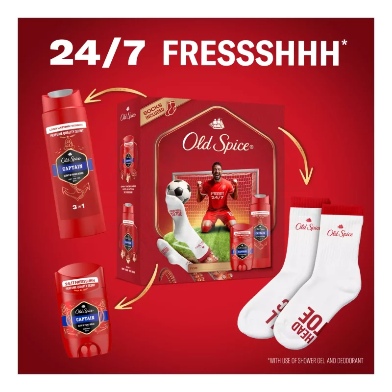 Old Spice Football Captain (deo spray&tusfürdő&zokni) 2025 Kép