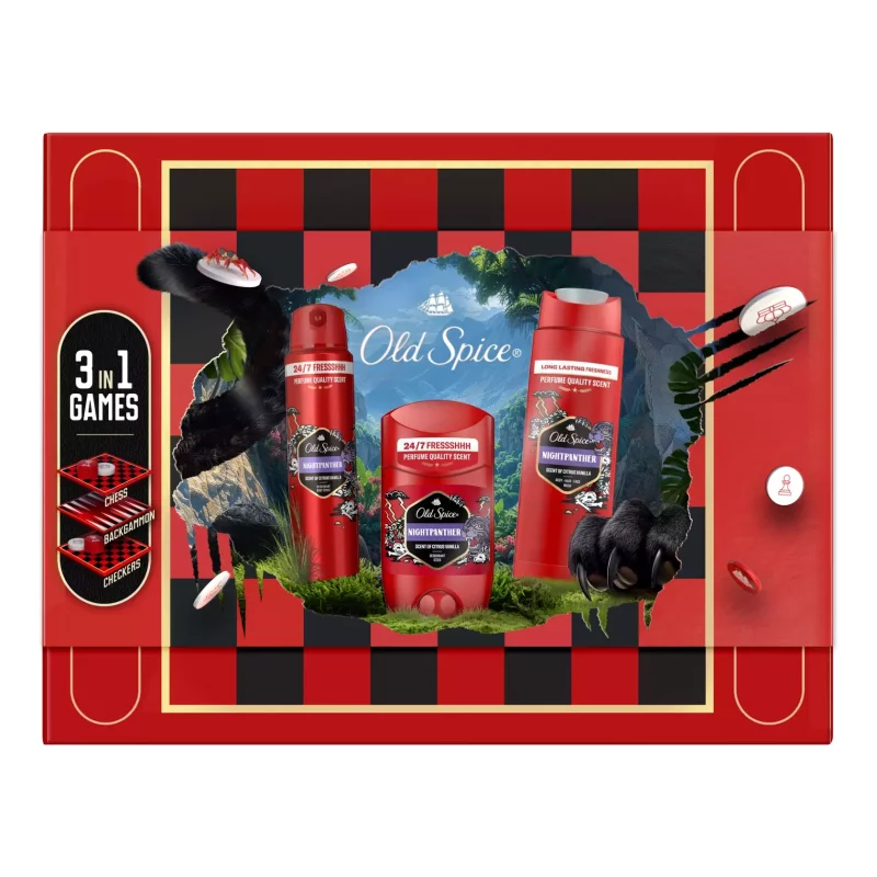 Old Spice NightPanther Játékdoboz (deo stift&deo spray&tusfürdő) 2025 Kép