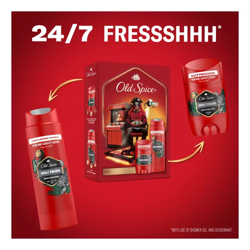 Old Spice Gamer WolfThorn ajándékcsomag (tusfürdő&deo stift) 2025 Kép