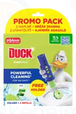Duck® Fresh Discs zselés WC-öblítő korong utántöltő 2x36 ml Lime Ajándék adagolóval Kép