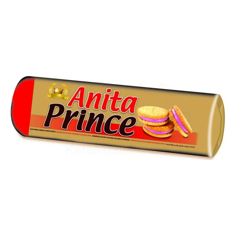Anita Prince töltött keksz 125 g Eper ízű krémmel Kép