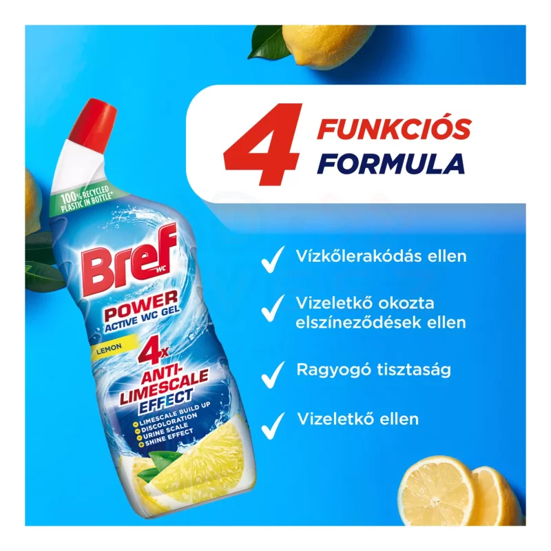 Bref Power Active Gél toalett tisztítószer 750 ml Lemon Kép