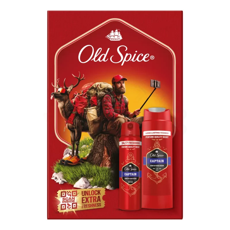 Old Spice Base Outdoor ajándékcsomag (Captain deo spray&tusfürdő) 2026 Kép