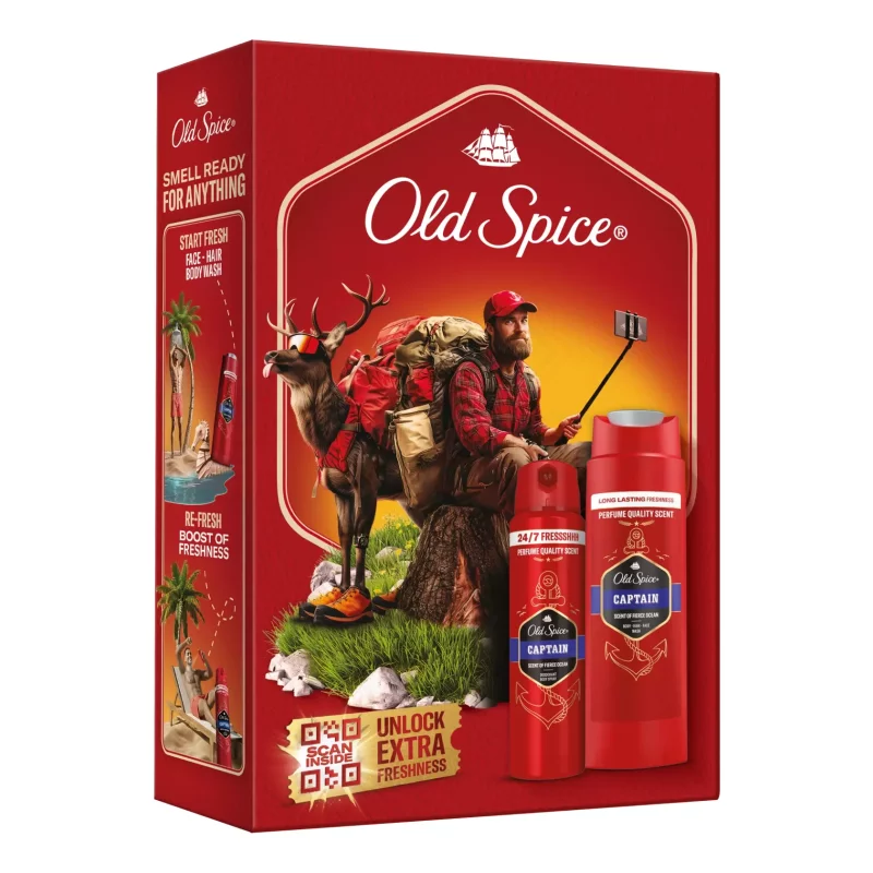 Old Spice Base Outdoor ajándékcsomag (Captain deo spray&tusfürdő) 2026 Kép